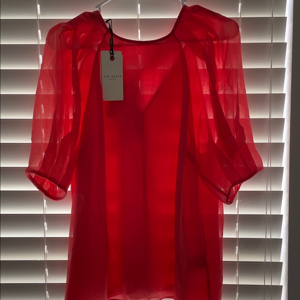 Ted Baker Vibrant Red Sheer Blouse